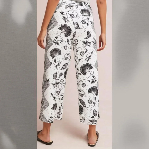 ETT TWA by Anthropologie Womens Cropped Wide Leg Pants Black White Size Large - Picture 15 of 15